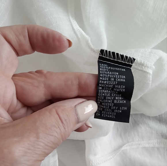 White Boho Gauze Crochet Top 16 - Picture 6 of 6